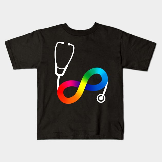 Stethoscope Autism Acceptance Infinity Symbol Kids T-Shirt by mia_me